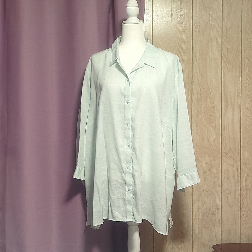 Coldwater Creek Easy Care 100% linen button down shirt, size 3X